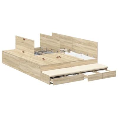 Opbergbedframe Sonoma Eiken 236.5 x 160 x 31.5 cm Bewerkt hout