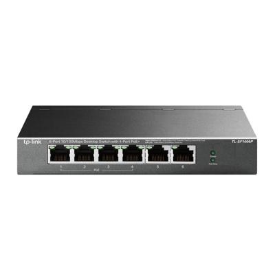 TP-Link TL-SF1006P 6-Port Fast Ethernet PoE Switch met 4 PoE+ poorten (67 Watt, afgeschermde RJ-45 poorten, 250 m overdrachtsafdekking in Extendmodus, plug-and-play-installatie, zonder ventilator)