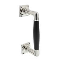 Greep Ton Basic 95/170mm op vierkant rozet nikkel/ebbenhout - thumbnail