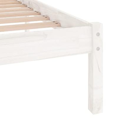 Bedframe massief hout wit 150x200 cm