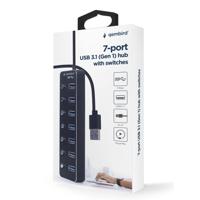 Gembird UHB-U3P7P-01 7-poorts USB 3.1 (Gen 1) hub met schakelaars, zwart - thumbnail