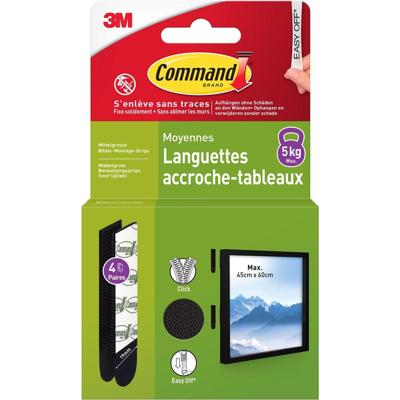 Command fotolijststrip, medium, draagvermogen 5 kg, zwart, blister van 8 stuks