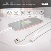 Digitus USB-kabel USB 2.0 USB-A stekker, Apple Lightning stekker 1.00 m Wit Afgeschermd, Afgeschermd (dubbel) DB-600106-010-W - thumbnail