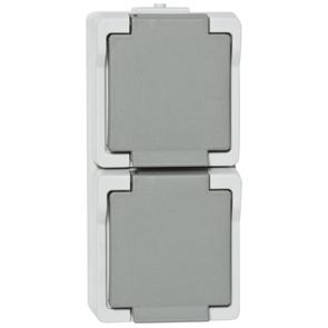 presto vedder dubbel waterdicht stopcontact 2 voudig verticaal grijs 106570