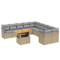11-delige Tuinset met kussens poly rattan beige - thumbnail