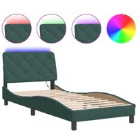 Bedframe met LED zonder matras fluweel donkergroen 180x200 cm - thumbnail