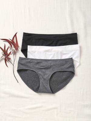 Set met 3 naadloze zwangerschapsshorties van microvezel setje van 3, zwart/grijs/wit