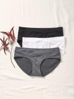 Set met 3 naadloze zwangerschapsshorties van microvezel setje van 3, zwart/grijs/wit - thumbnail