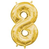 Amscan Folie ballon cijfer 8 goudkleurig 22 cm x 35 cm | 40 stuks - thumbnail
