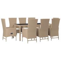 9-delige Tuinset met kussens poly rattan beige - thumbnail