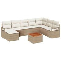 Tuinbankenset met opslag 9 pcs Beige en Crème poly rattan - thumbnail