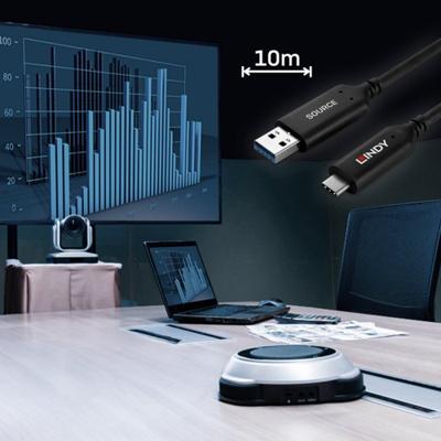 Lindy 43395 USB-kabel USB 3.2 Gen 1 (3.1 Gen 1) 10 m USB A USB C Zwart