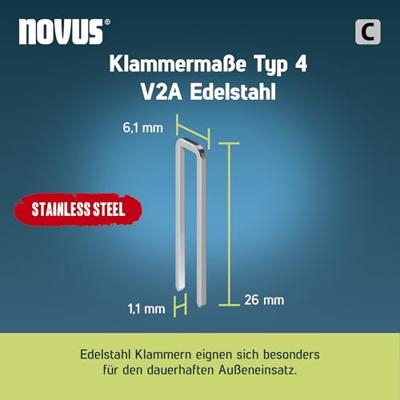 Novus Tools 042-0805 Nieten met smalle rug Type 4 1000 stuk(s) Afm. (l x b) 26 mm x 6.1 mm