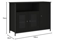 Dressoir 100x35x75 cm bewerkt hout zwart - thumbnail