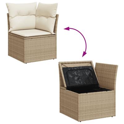 6-delige Loungeset met kussens poly rattan beige - thumbnail
