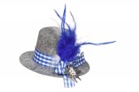 Tirolerhoed grijs mini met geruite band - thumbnail