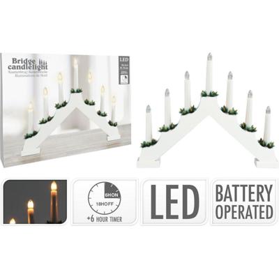 LED Kaarsenbrug met 7 LEDs Wit/Hout