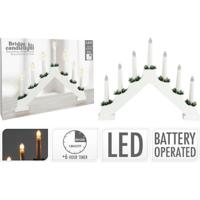 LED Kaarsenbrug met 7 LEDs Wit/Hout - thumbnail