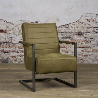 Tower Living Fauteuil 'Rocca' Leder, kleur Groen Tower Living Fauteuil 'Rocca' Leder, kleur Groen