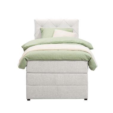 Boxspring met opbergruimte Liv geruit - ecru - 90x200 cm - Leen Bakker