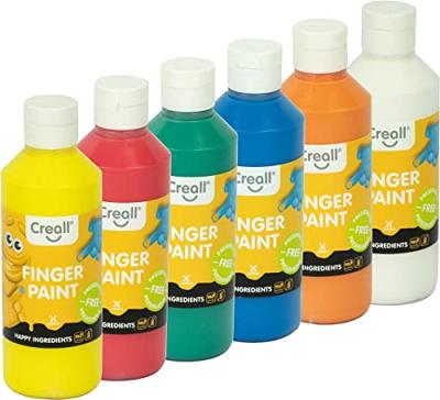 Creall vingerverf Happy, set met 6 flesjes van 250 ml in geassorteerde kleuren Creall vingerverf Happy, set met 6 flesjes van 250 ml in geassorteerde kleuren