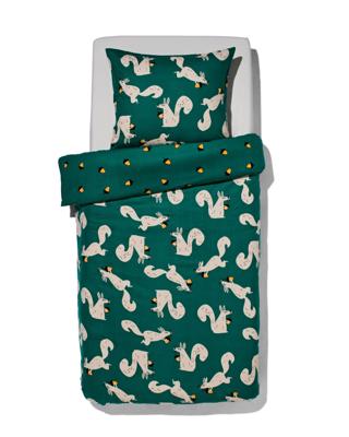 HEMA Kinderdekbedovertrek flanel 140x200 eekhoorn groen (groen)