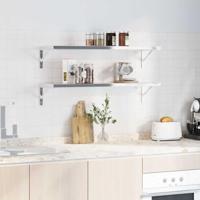 Plankdragers 4 st 30x2,5x15,5 cm roestvrijstaal zilverkleurig - thumbnail