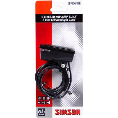 Simson Koplamp luna e-bike led 6 cm voorvork 25 lux zwart Simson Koplamp luna e-bike led 6 cm voorvork 25 lux zwart