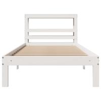 Bedframe met hoofdbord massief grenenhout wit 120x190 cm - thumbnail