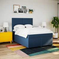 Boxspring met matras stof blauw 140x190 cm - thumbnail
