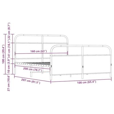 Bedframe zonder matras metaal bruin eikenkleurig 160x200 cm Bedframe zonder matras metaal bruin eikenkleurig 160x200 cm