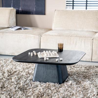 Eleonora Salontafel 'Aron' Mangohout, 80 x 80cm, kleur Zwart