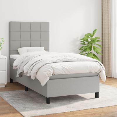 Boxspring met matras stof lichtgrijs 140x190 cm - thumbnail