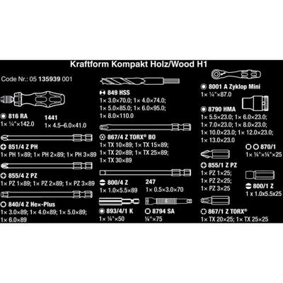 Wera Kraftform Kompakt H 1 Hout, 41-delig gereedschapsset