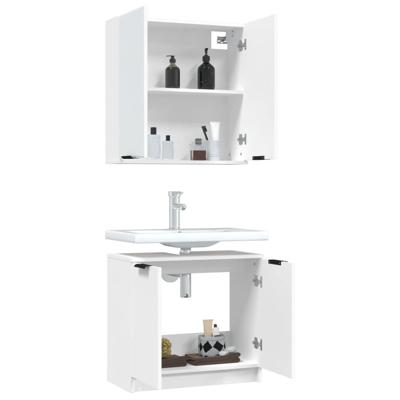 2-delige Badkamerkastenset bewerkt hout wit - thumbnail