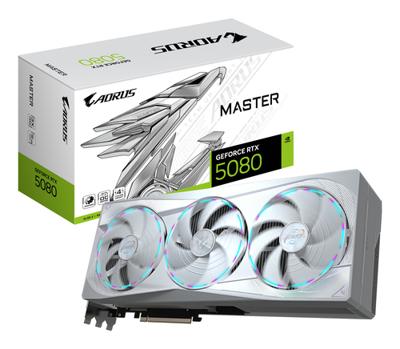 GIGABYTE aorus geforce rtx 5080 master ice 16g grafische kaart (3x displayport, 1x hdmi)