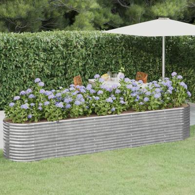 VidaXL Plantenbak 368x80x68 cm gegalvaniseerd staal zilverkleurig