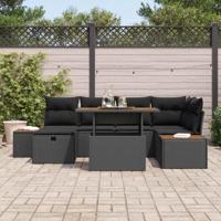 Tuinbankenset met kussen met opslag 7 pcs Zwart poly rattan - thumbnail