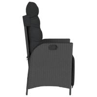 Tuinstoelen 2 st verstelbaar met voetensteun poly rattan zwart - thumbnail