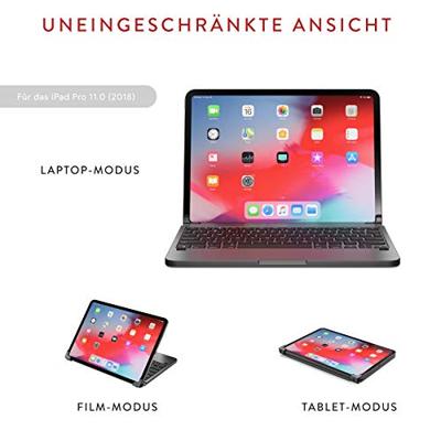 Brydge 11.0 Pro, hoogwaardig bluetooth-toetsenbord van aluminium, Duitse lay-out QWERTZ, voor de iPad Pro 11.0, inclusief magnetische iPad Cover, space grijs