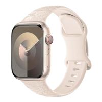 By Qubix - Siliconen bandje Rozen Print - Starlight/sterrenlicht - Compatible met Apple Watch 38mm / 40mm / 41mm / 42mm - Compatible Apple watch - thumbnail