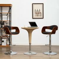 Barstoelen 2 st gebogen hout en stof grijs - thumbnail
