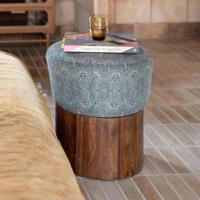 Dutchbone Kruk 'Fragment' Mangohout en stof - thumbnail