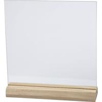 Creativ Company Glazen plaat met houten voet, afm 15,5x15,5 cm, dikte 28 mm, 10 set/ 1 doos - thumbnail