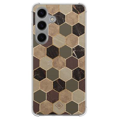 Samsung Galaxy S24 shockproof hoesje - Kubus groen bruin Samsung Galaxy S24 shockproof hoesje - Kubus groen bruin