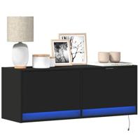 Tv-wandmeubel met LED-verlichting 100x31x35 cm zwart - thumbnail