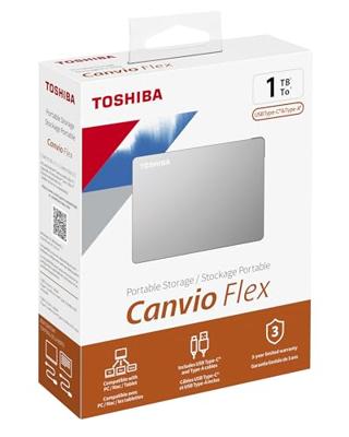 Externe harde schijf - TOSHIBA - Canvio Flex - 1TB - Zilver - Elegante prestaties