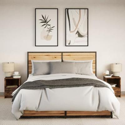 Nachtkastjes met LED 2 st bewerkt hout gerookt eikenkleurig