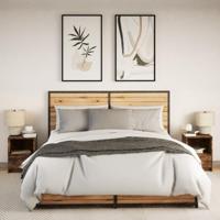 Nachtkastjes met LED 2 st bewerkt hout gerookt eikenkleurig - thumbnail