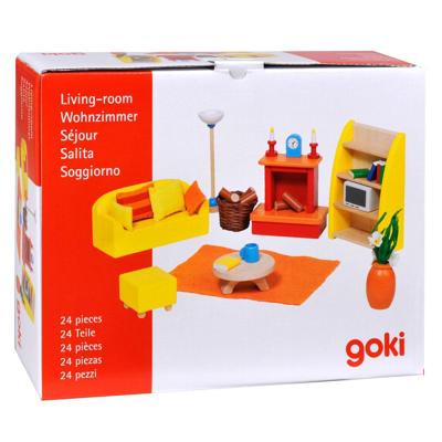 Goki poppenhuis meubeltjes woonkamer, 24dlg. Goki poppenhuis meubeltjes woonkamer, 24dlg.